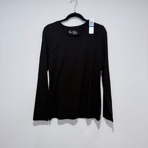 FELINA Women's‎ Black Long Sleeve Crew Neck Basic T Shirt Top XL Style 2074 NEW